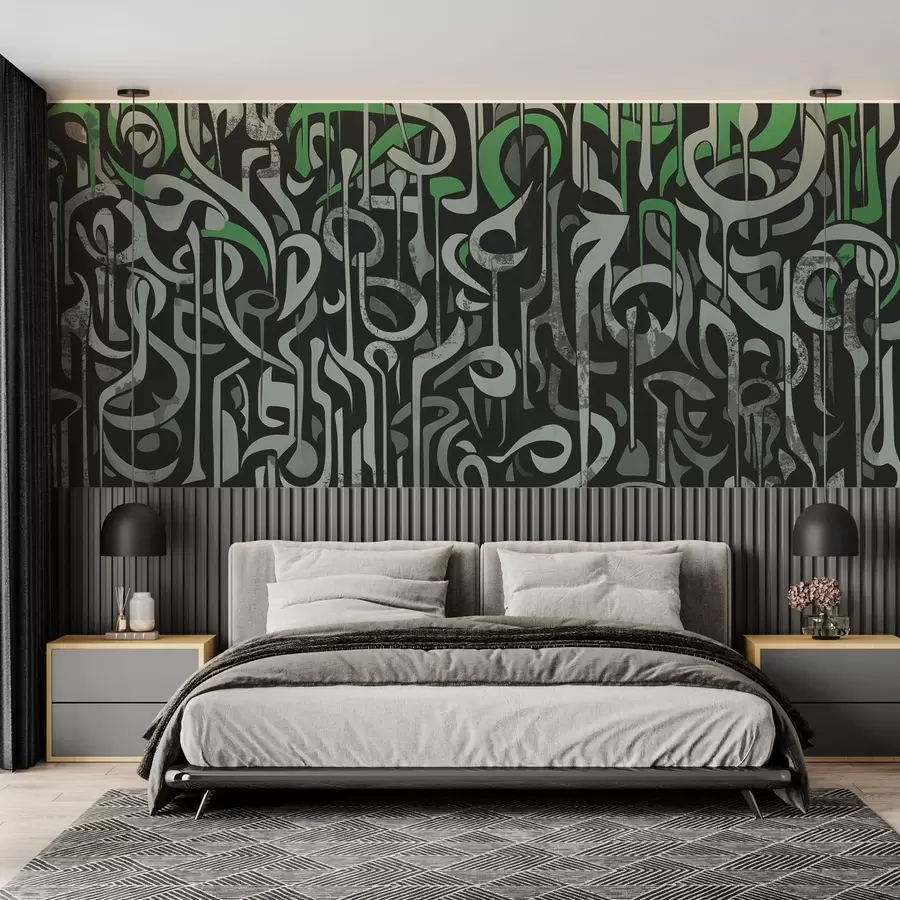 Wall Mural Photo Wallpaper Street art design with green and gray w03607v2