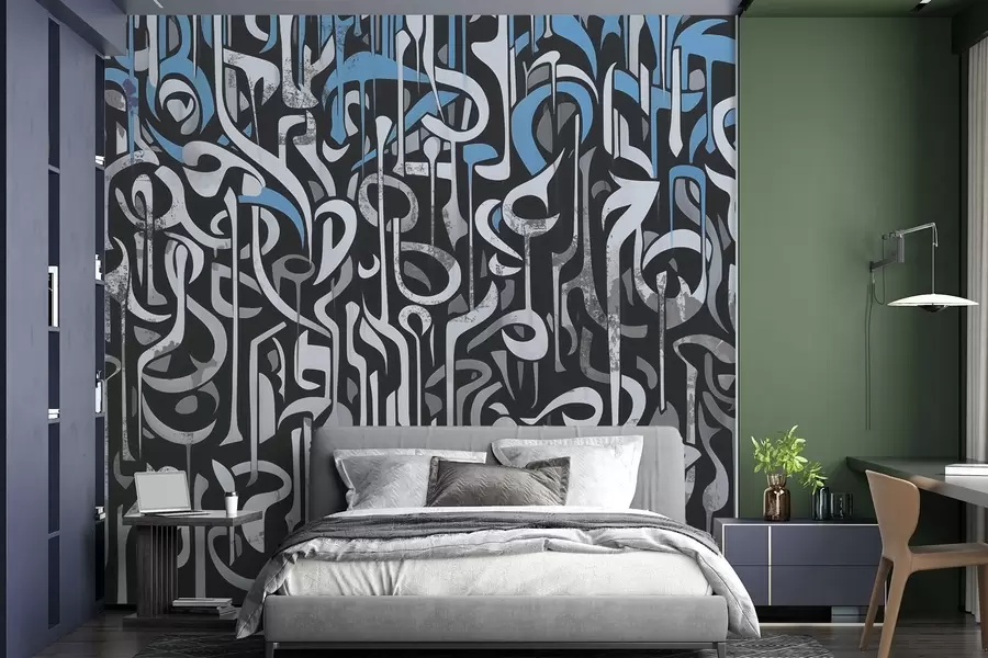 Wall Mural Photo Wallpaper Street art design with blue and gray w03607v1