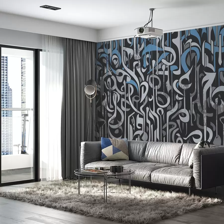 wall murals Street art design with blue and gray w03607v1