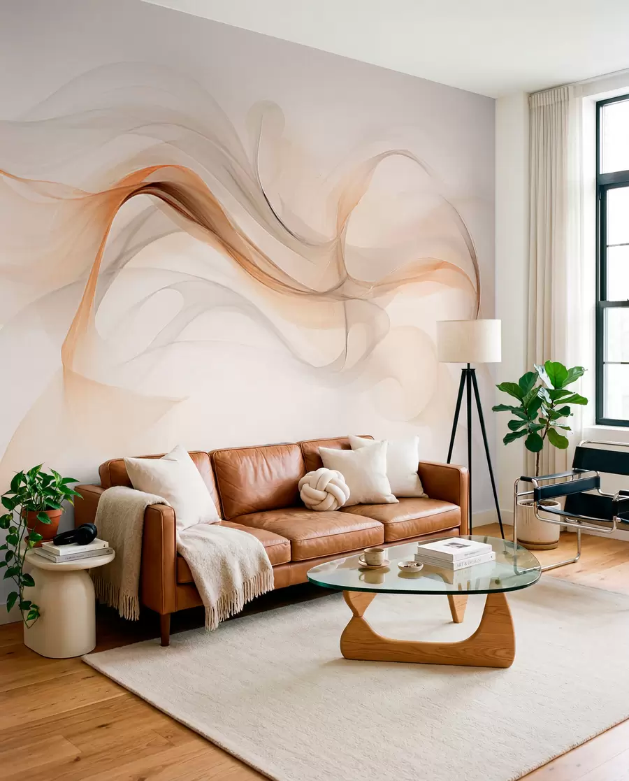 Wall Mural Photo Wallpaper Abstraction with soft waves w03609