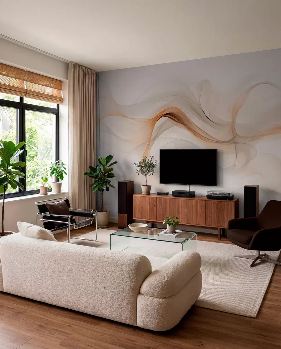 wall murals Abstraction with soft waves w03609