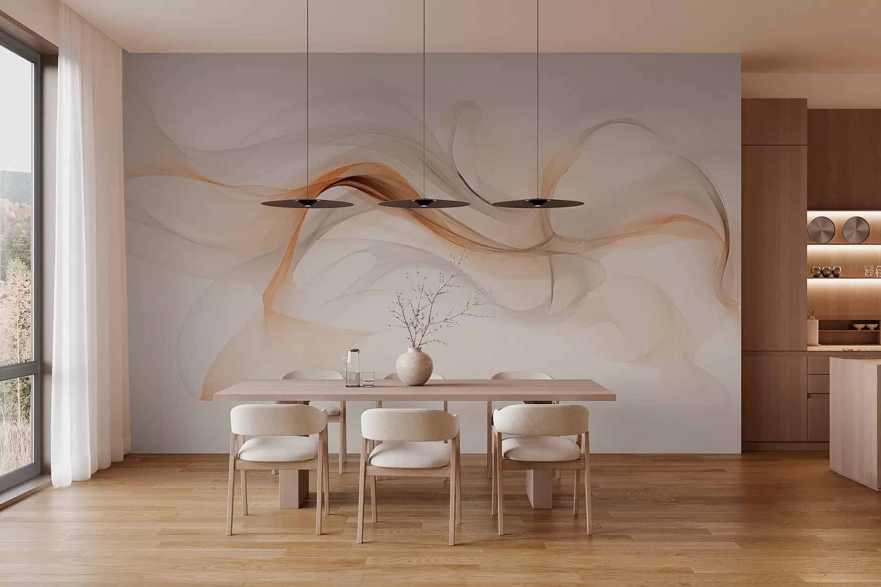 murales Abstracción con ondas suaves w03609