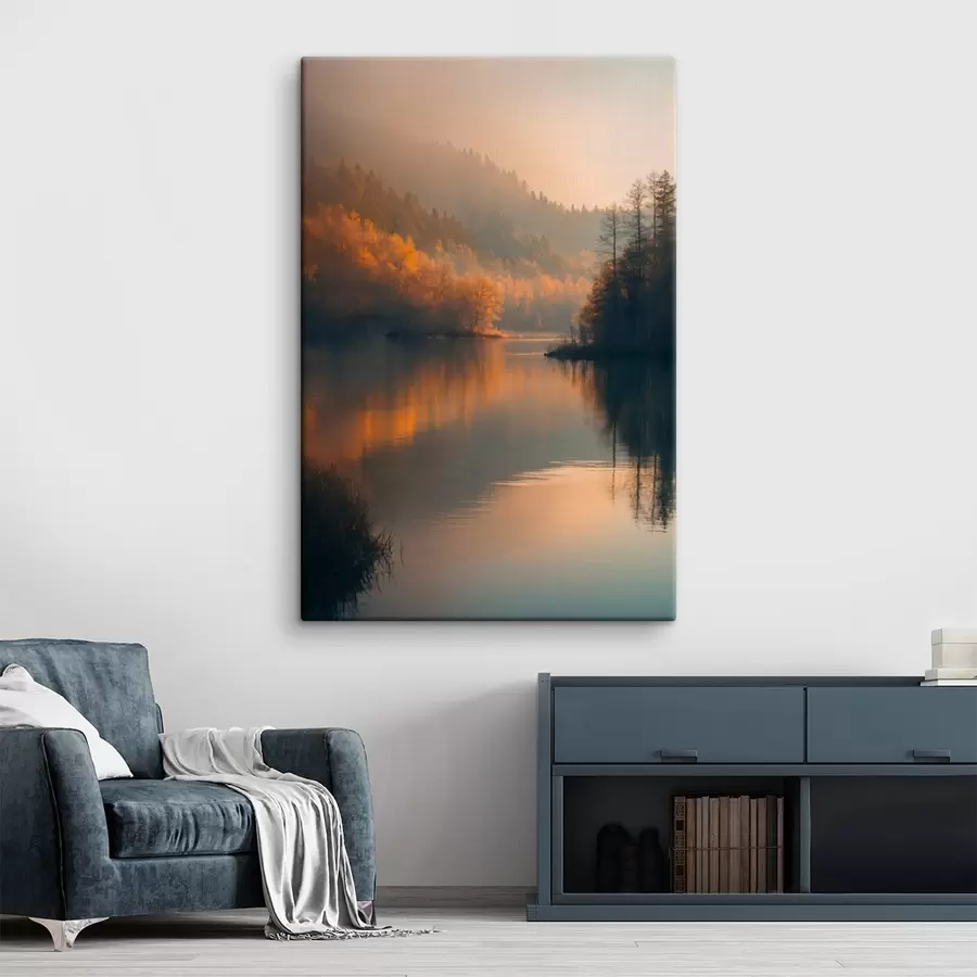 wall murals A lake in the middle of the forest s43464