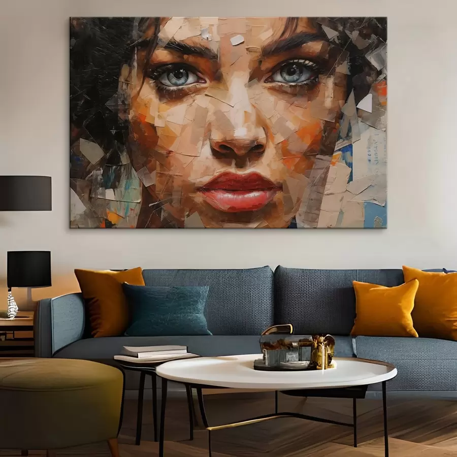 wall murals Girl's face made of newspapers s43467