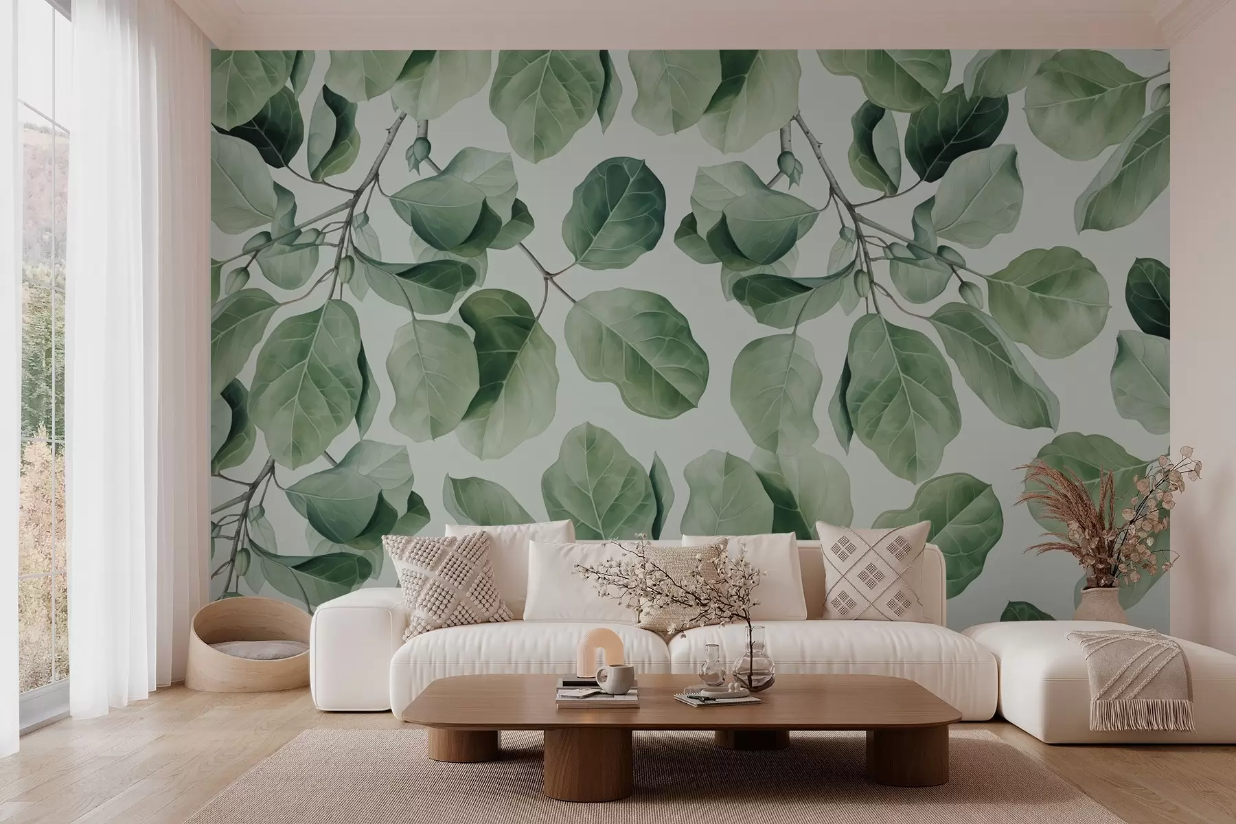 Wall Mural Photo Wallpaper Large leaves green shades w03625