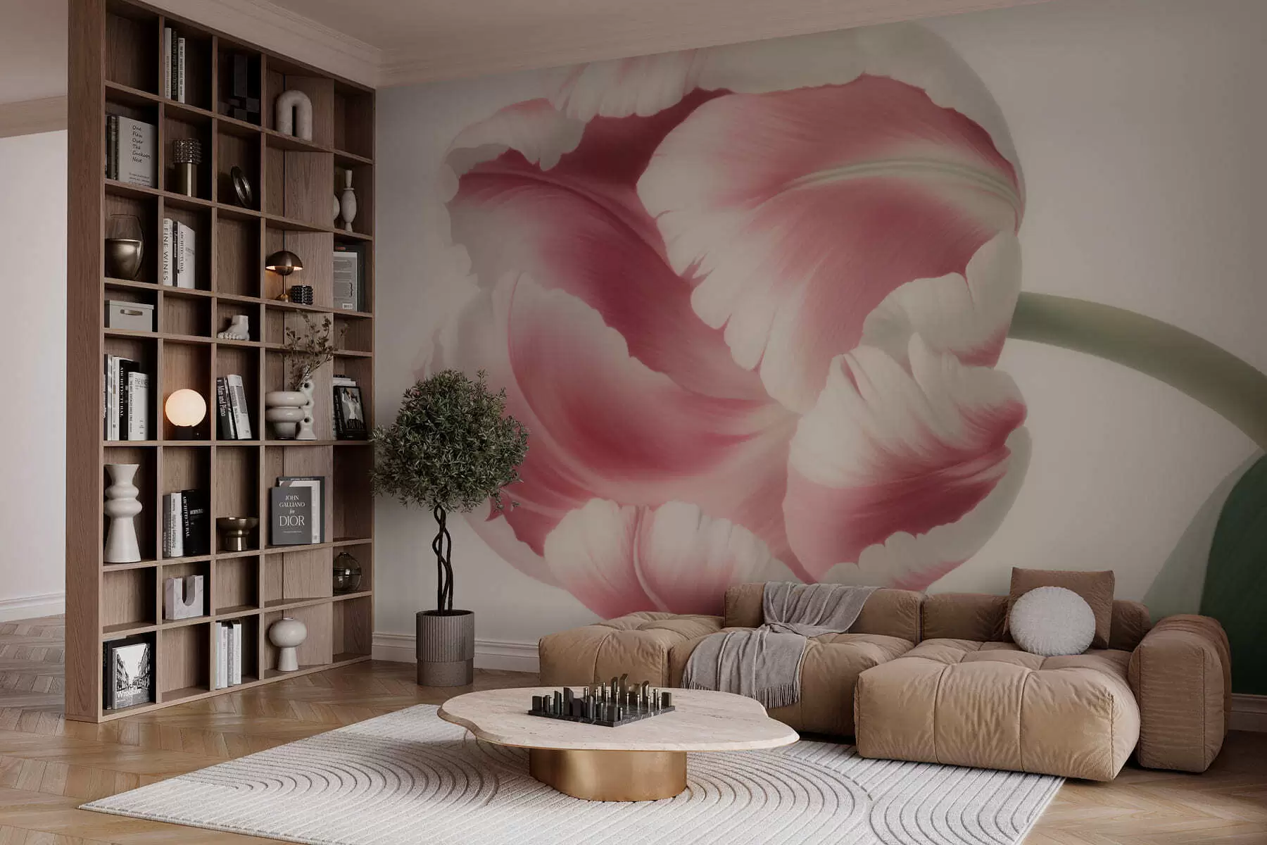 wall murals Vintage tulip flower w03638