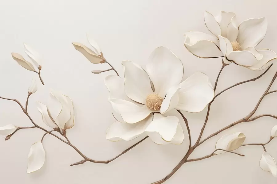 Wall Mural Photo Wallpaper Magnolia flowers in delicate pastel shades w03645