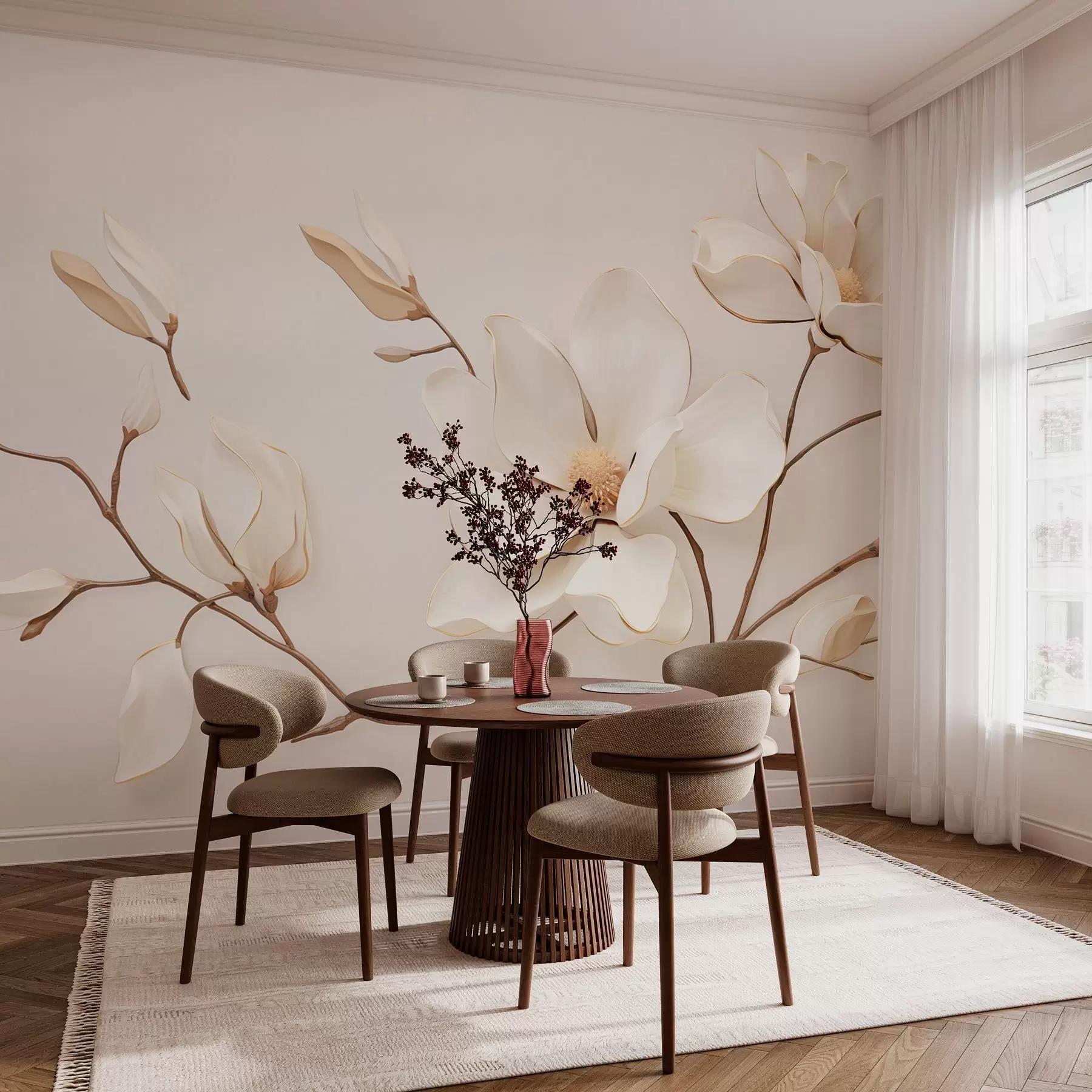wall murals Magnolia flowers in delicate pastel shades w03645