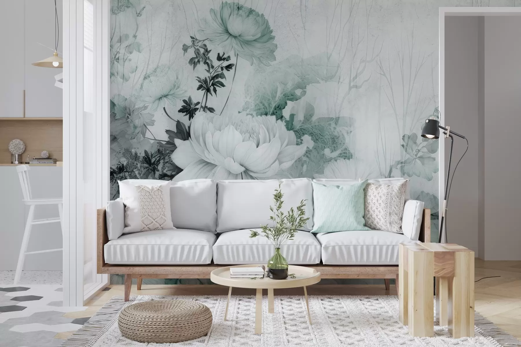 Wall Mural Photo Wallpaper Vintage flowers on an old cracked wall w03654v2