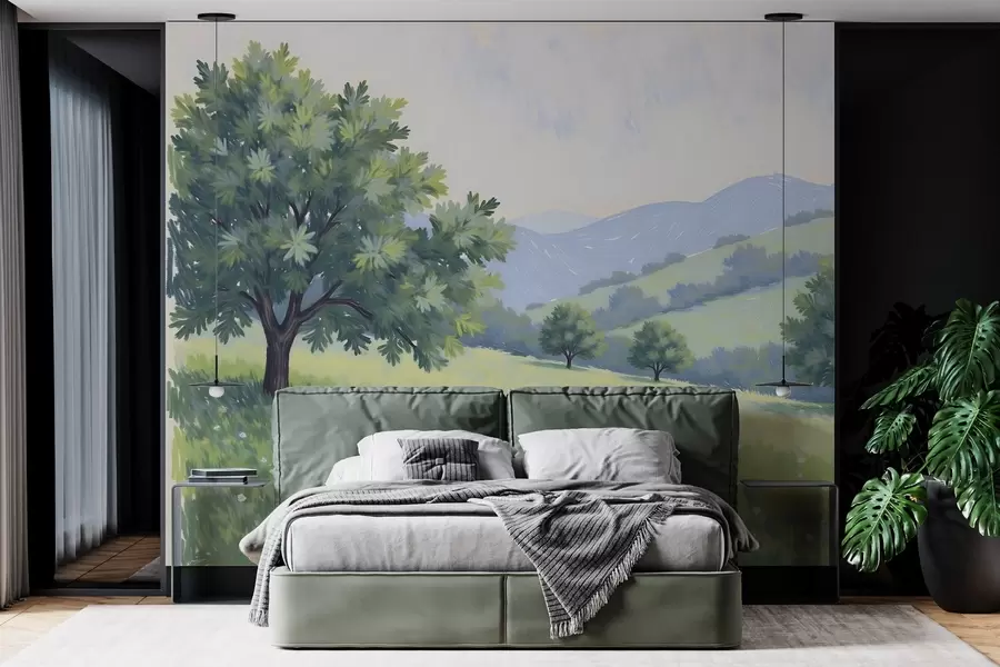 Wall Mural Photo Wallpaper Landscape painted in oil style w03656