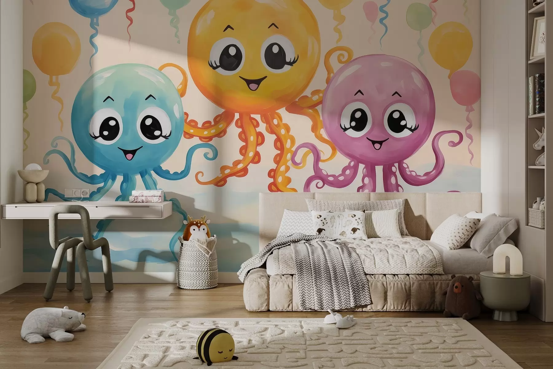 wall murals Funny painted octopuses w03657