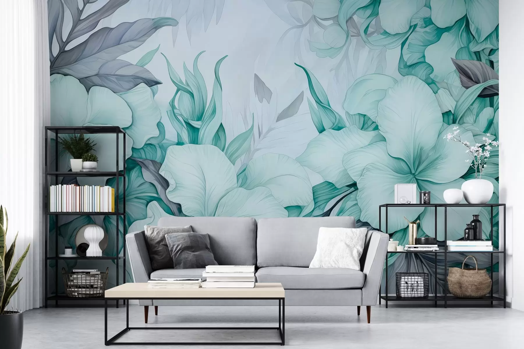 peintures murales Aquarelle de fleurs tropicales w03661v1