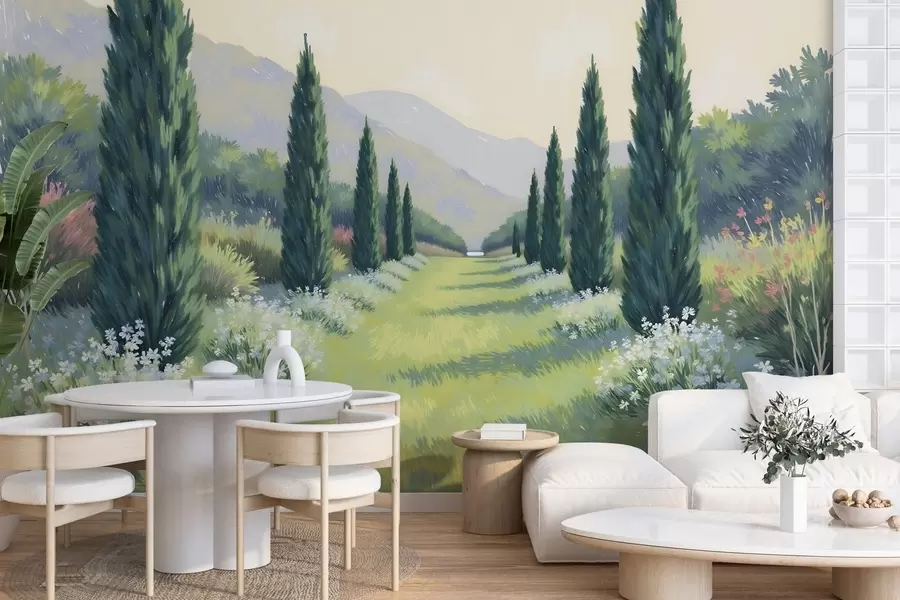 murais de parede Jardim pintado a óleo w03662