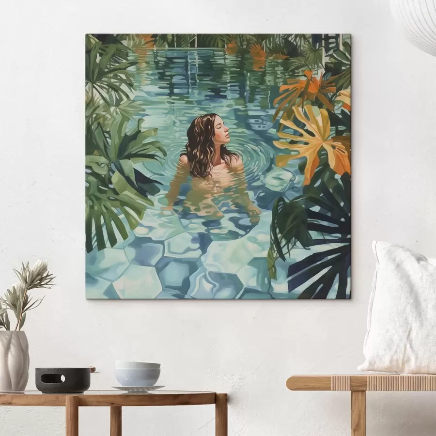 wall murals Girl in the pool imitation painting s43961