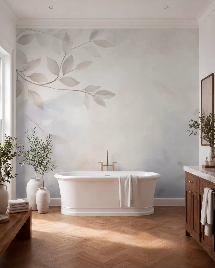 wall murals Light leaves in the mist w08990