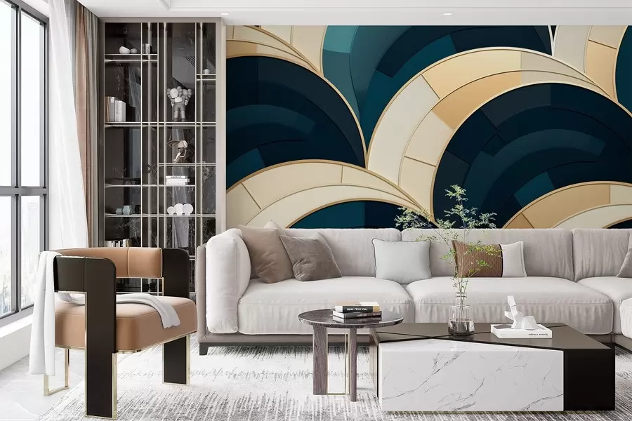 Wall Mural Photo Wallpaper Blue-yellow abstract figures w08991