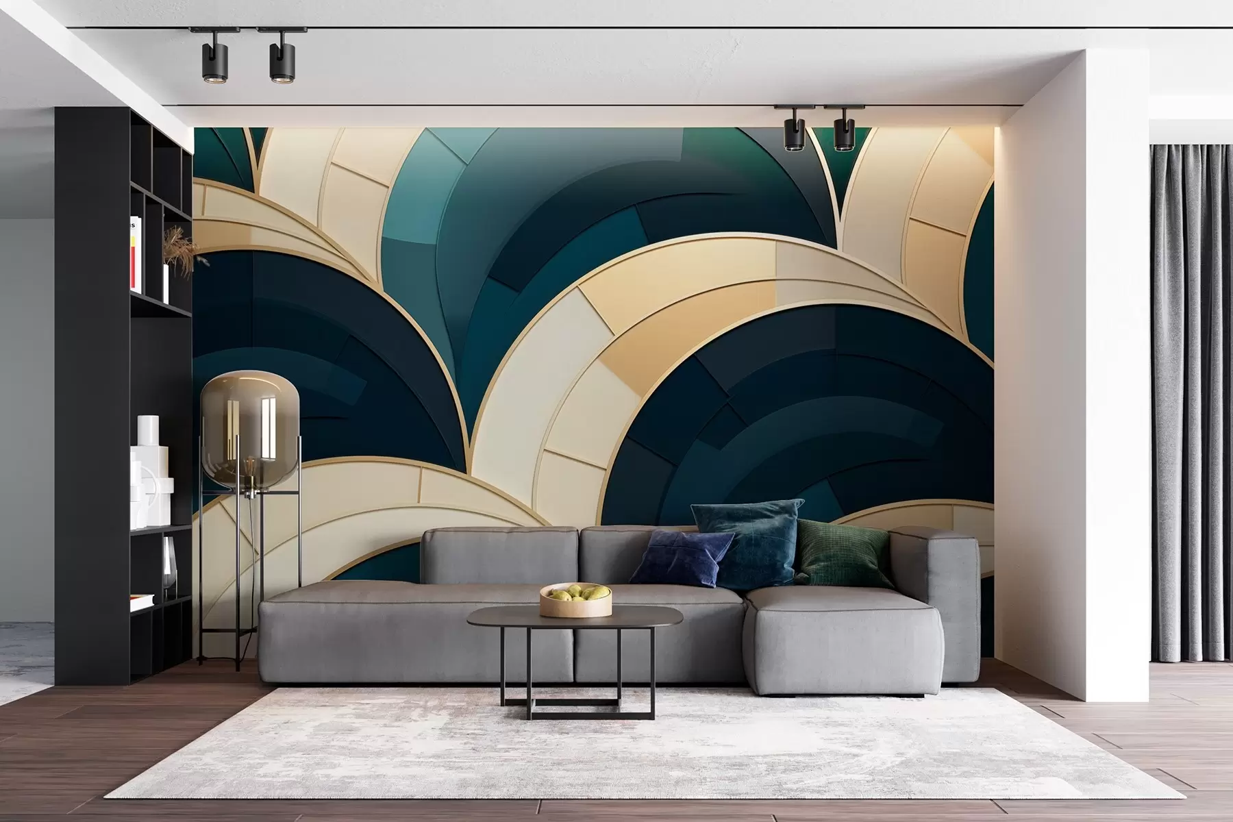 peintures murales Figures abstraites bleu-jaune w08991