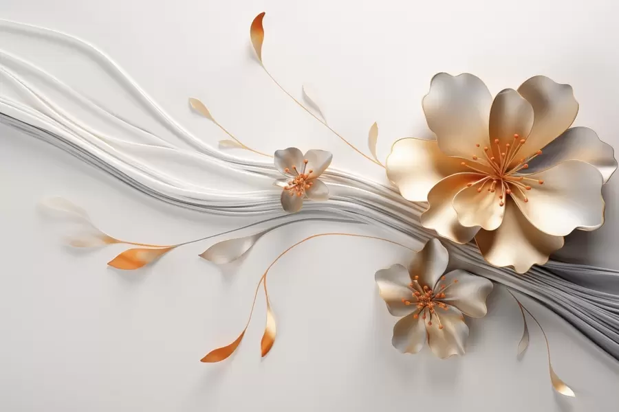 peintures murales Une fleur orange sur un fond gris abstrait w09004