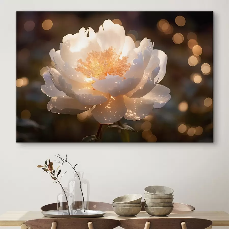 wall murals White flower with glowing middle s43949
