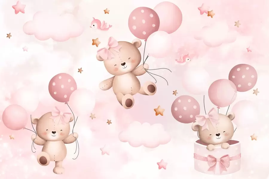 wall murals Bears with balloons w03680