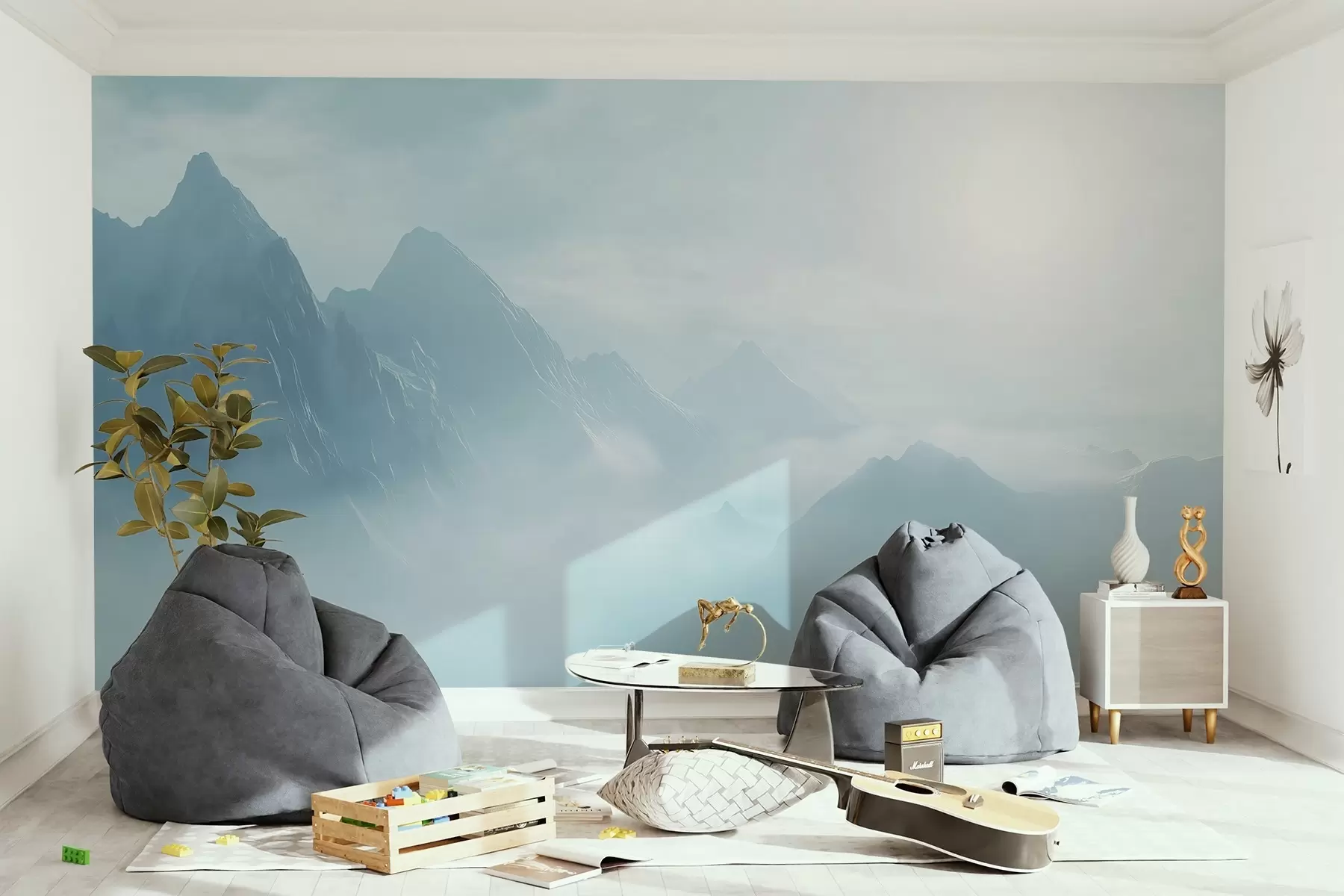 Wall Mural Photo Wallpaper Mountains in the fog under the sun w03715