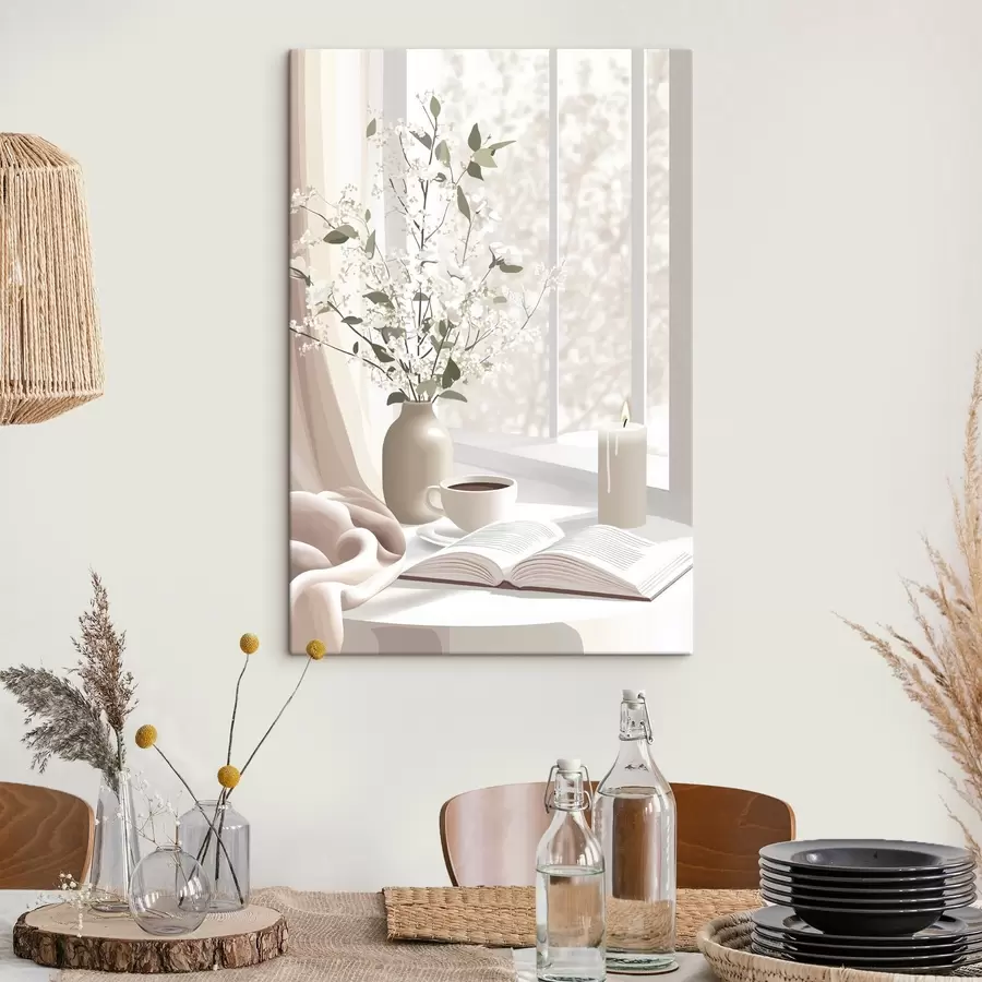 wall murals Spring morning with coffe and flowers, soft pastel colors s44015