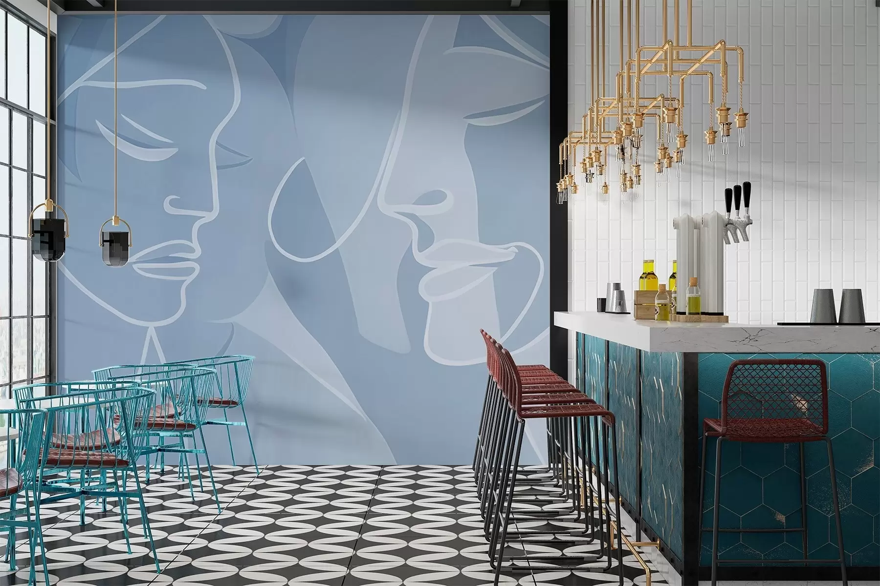 Wall Mural Photo Wallpaper Abstraction of faces w03732v1