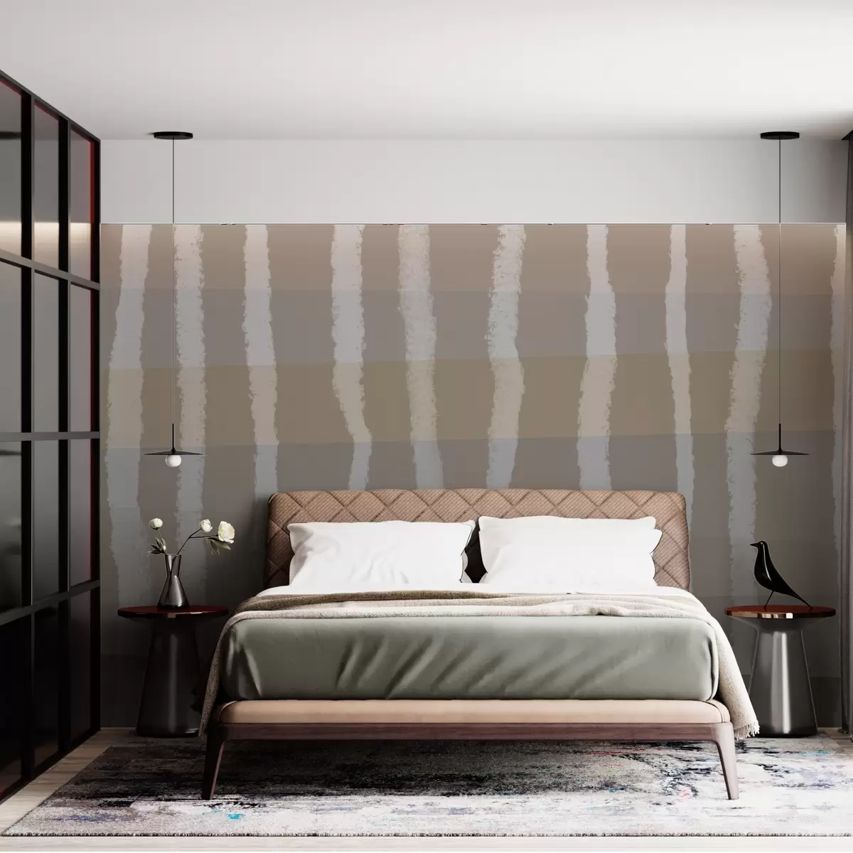 Wall Mural Photo Wallpaper Lines of Calm,Vertical wavy lines, repetitive pattern, geometric shapes, soft gradation w03788