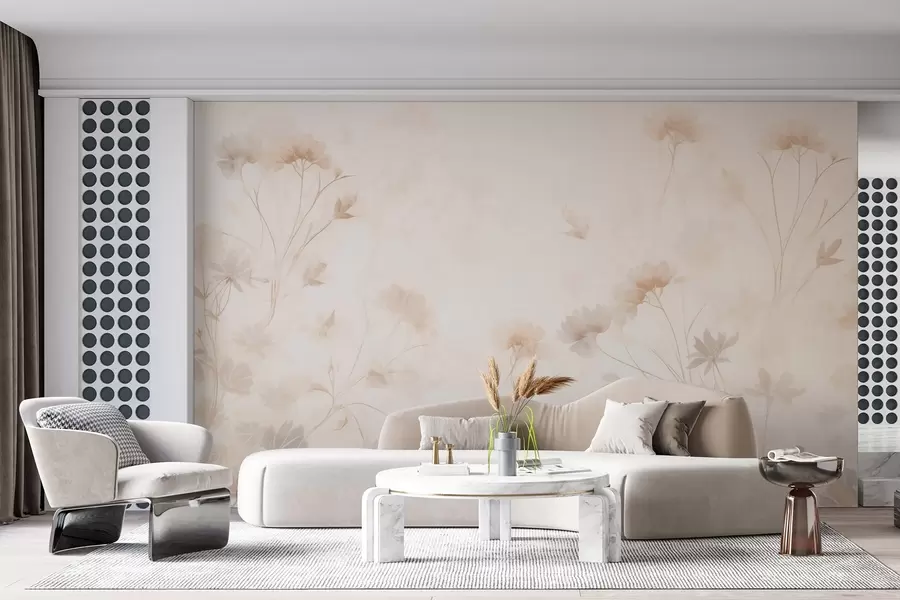 murais de parede Flores silvestres em tons pastel em estilo aguarela w09037