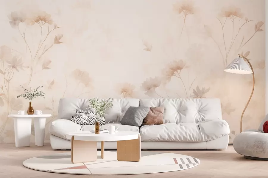 murais de parede Flores silvestres em tons pastel em estilo aguarela w09037
