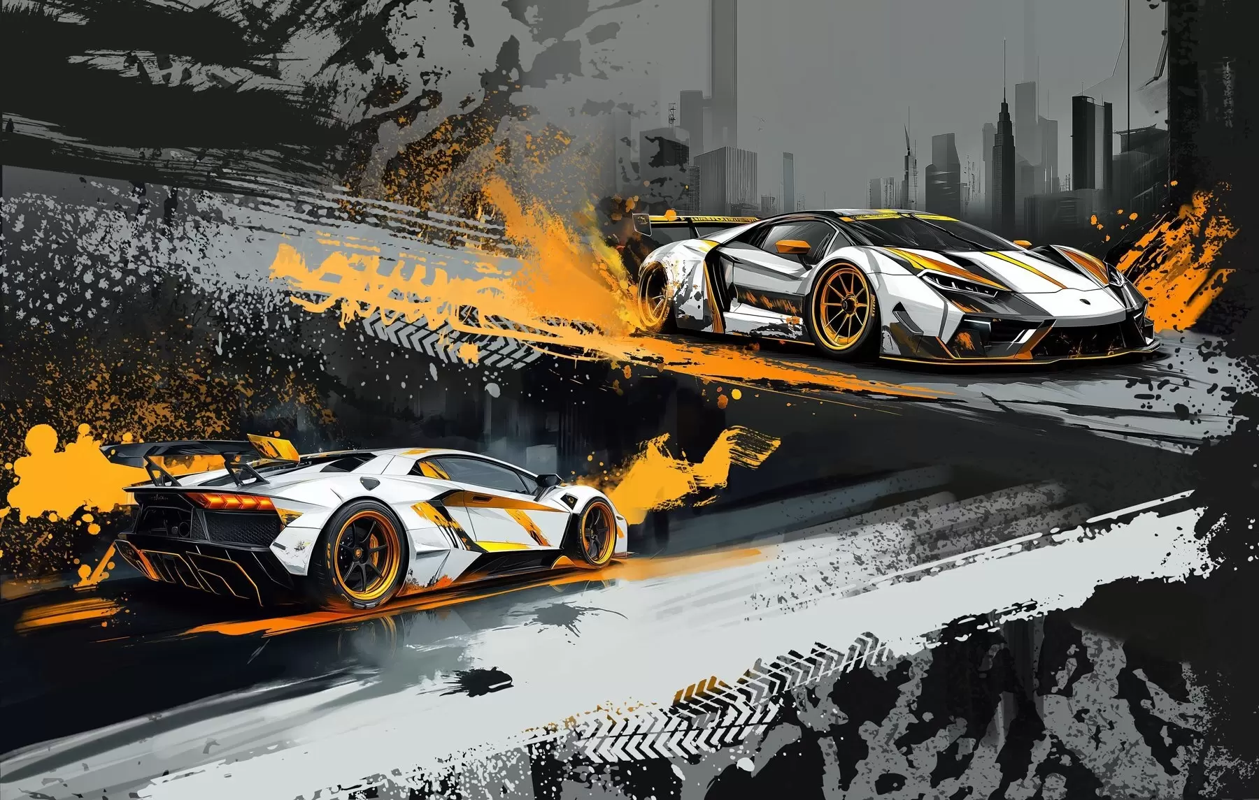 Wall Mural Photo Wallpaper hard grange style, expressive, dinamic sport cars w03721