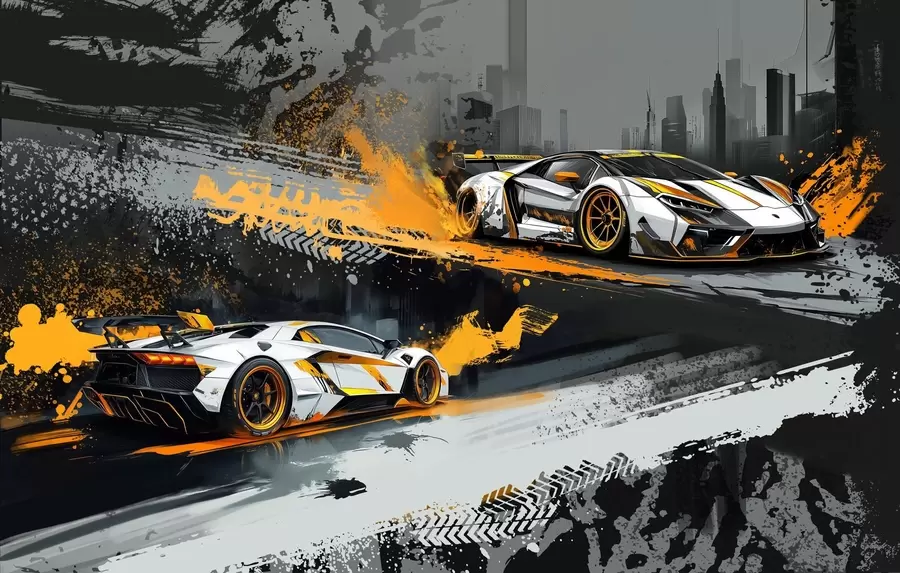 Wall Mural Photo Wallpaper hard grange style, expressive, dinamic sport cars w03721