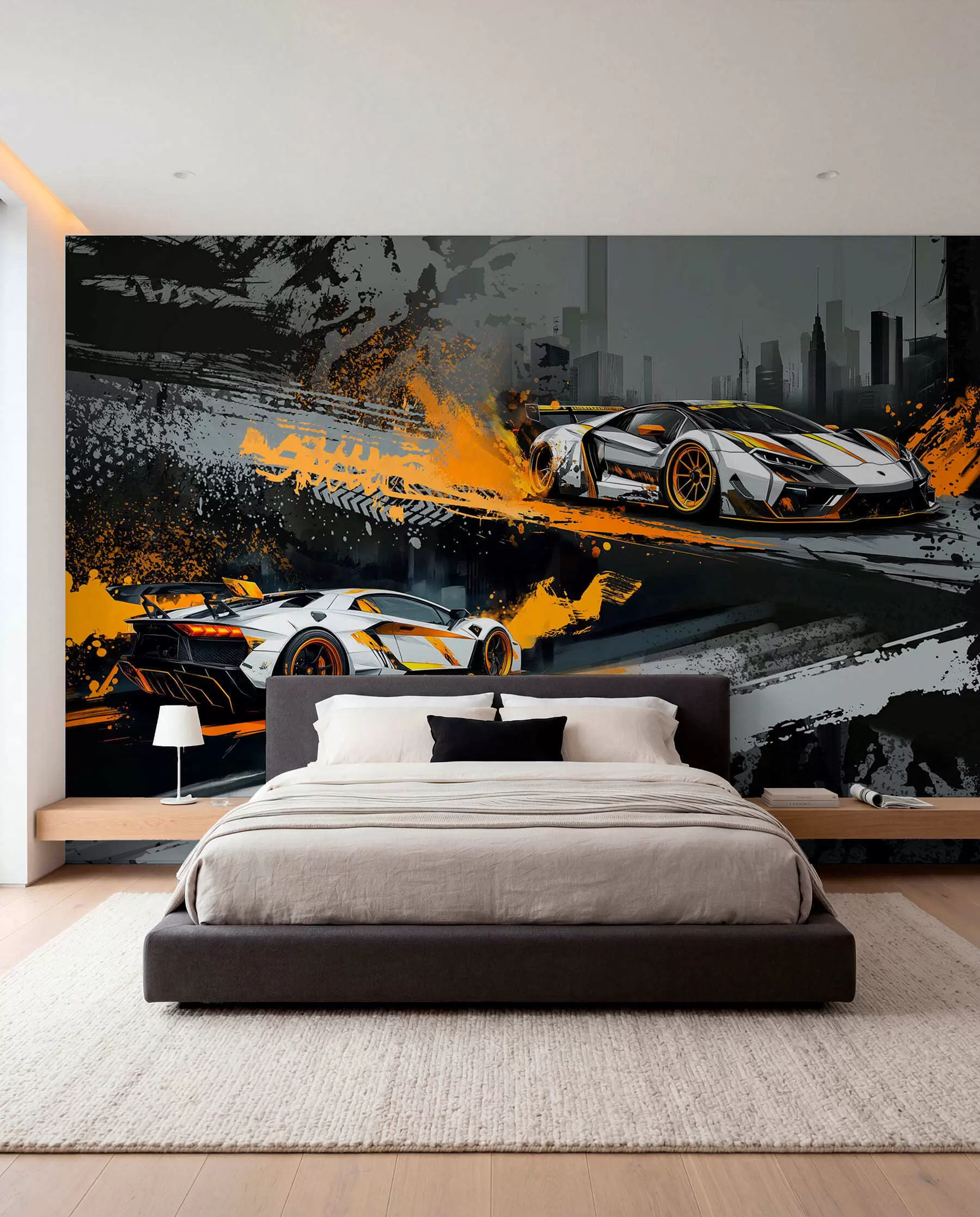peintures murales style hard grange, voitures de sport expressives et dynamiques w03721