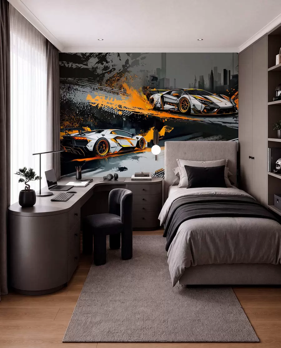 peintures murales style hard grange, voitures de sport expressives et dynamiques w03721