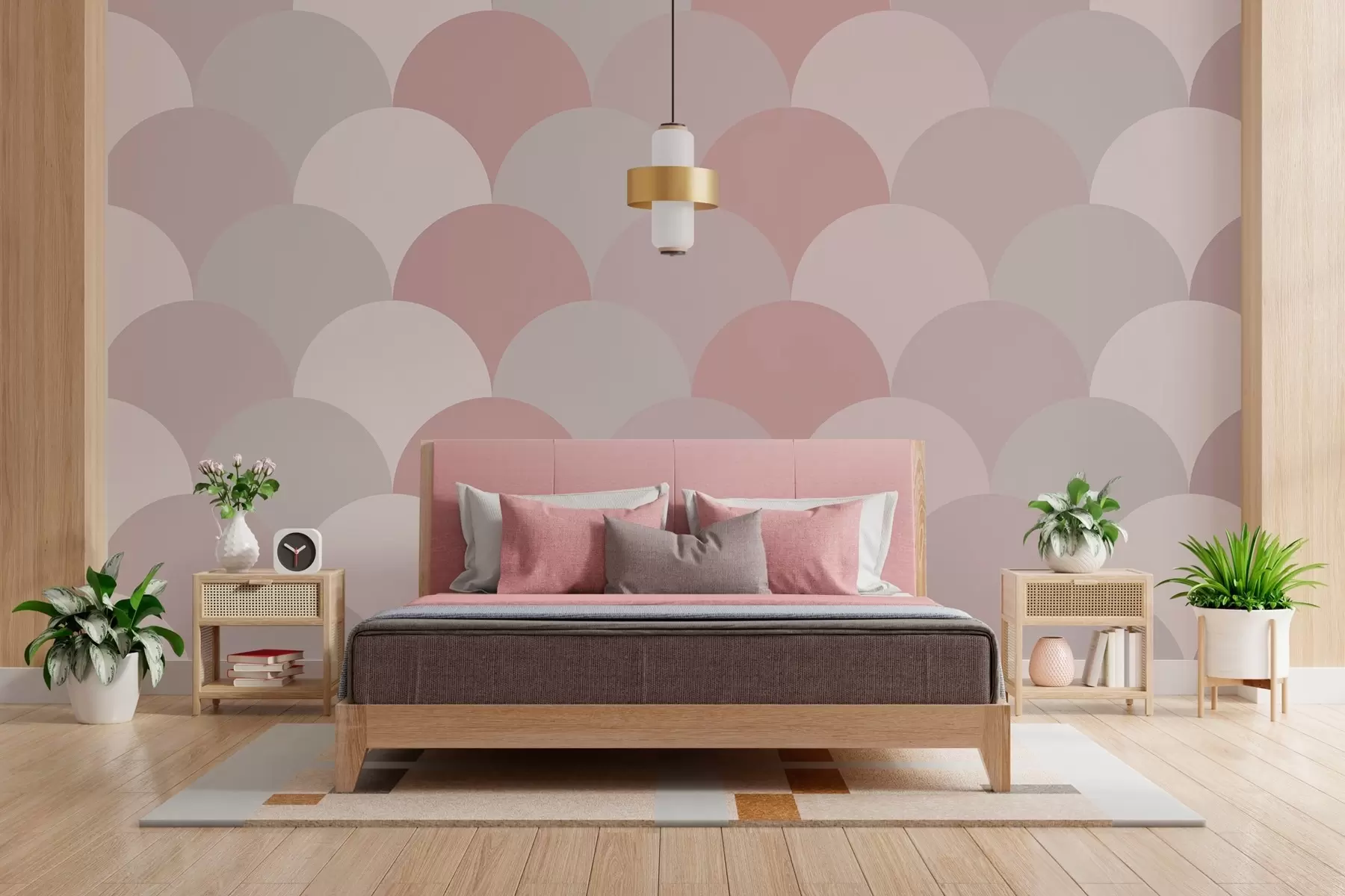 wall murals stylish scales in shades of dusty rose gray and beige w03722