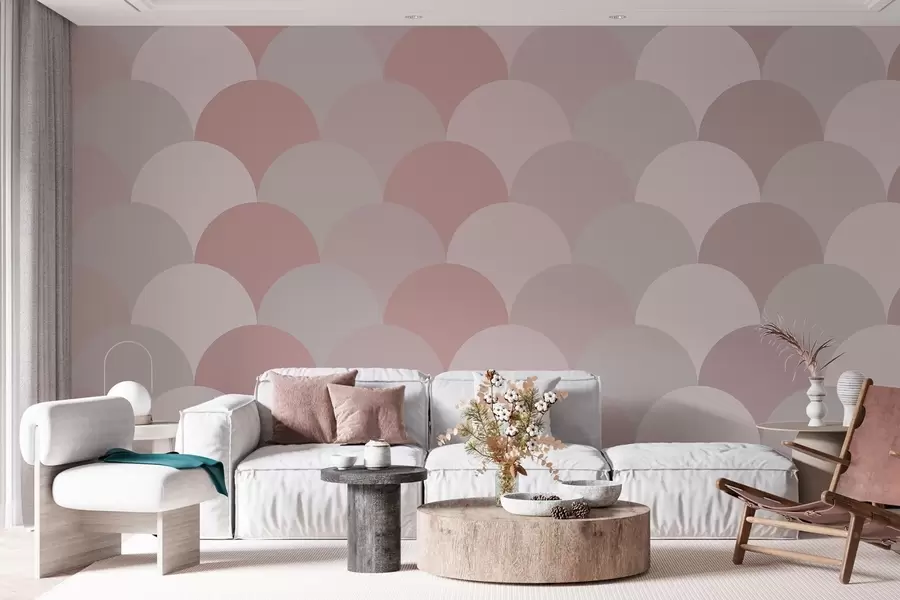 murales elegantes escamas en tonos gris rosa empolvado y beige w03722