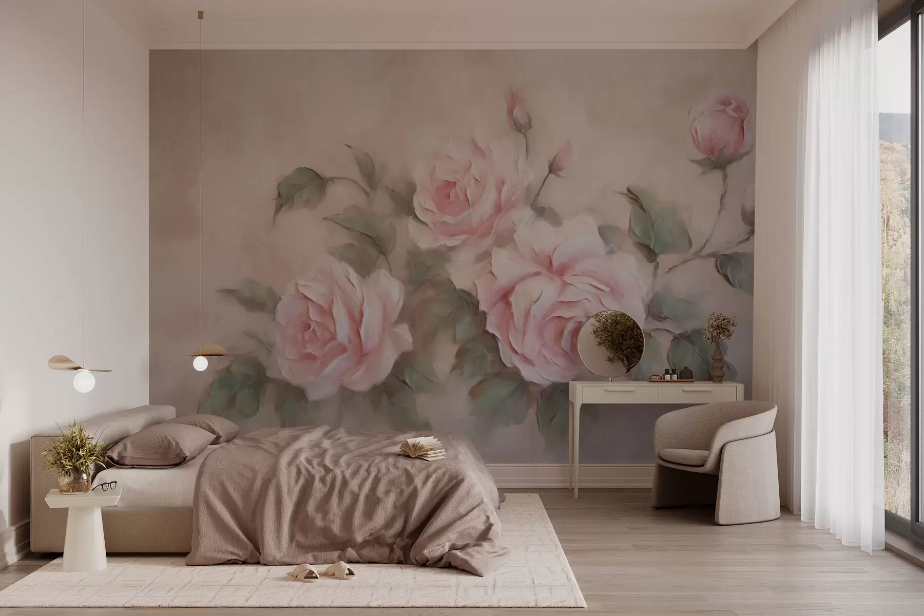 wall murals Vintage Flowers w03748