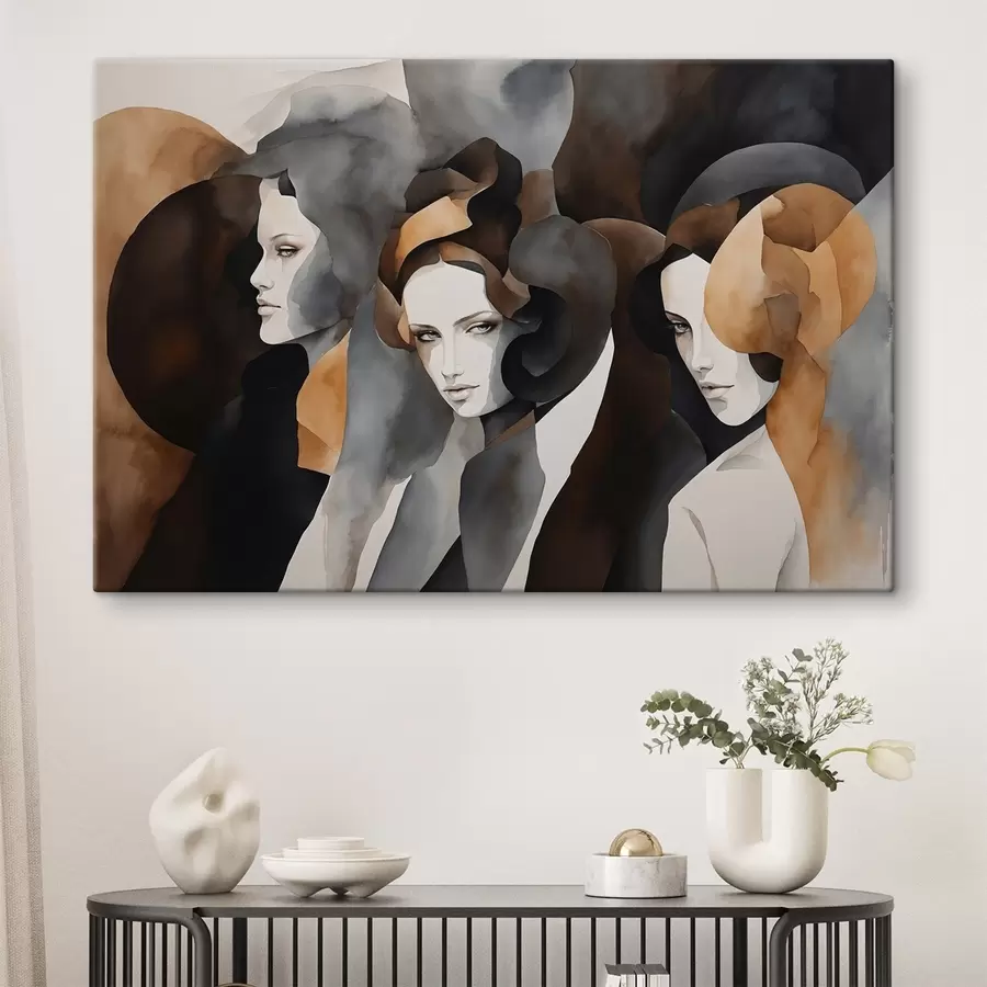 murales Pintura abstracta con rostros de mujer s44060