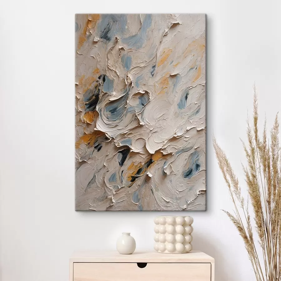 wall murals Abstract oil painting in white and blue colours s44078