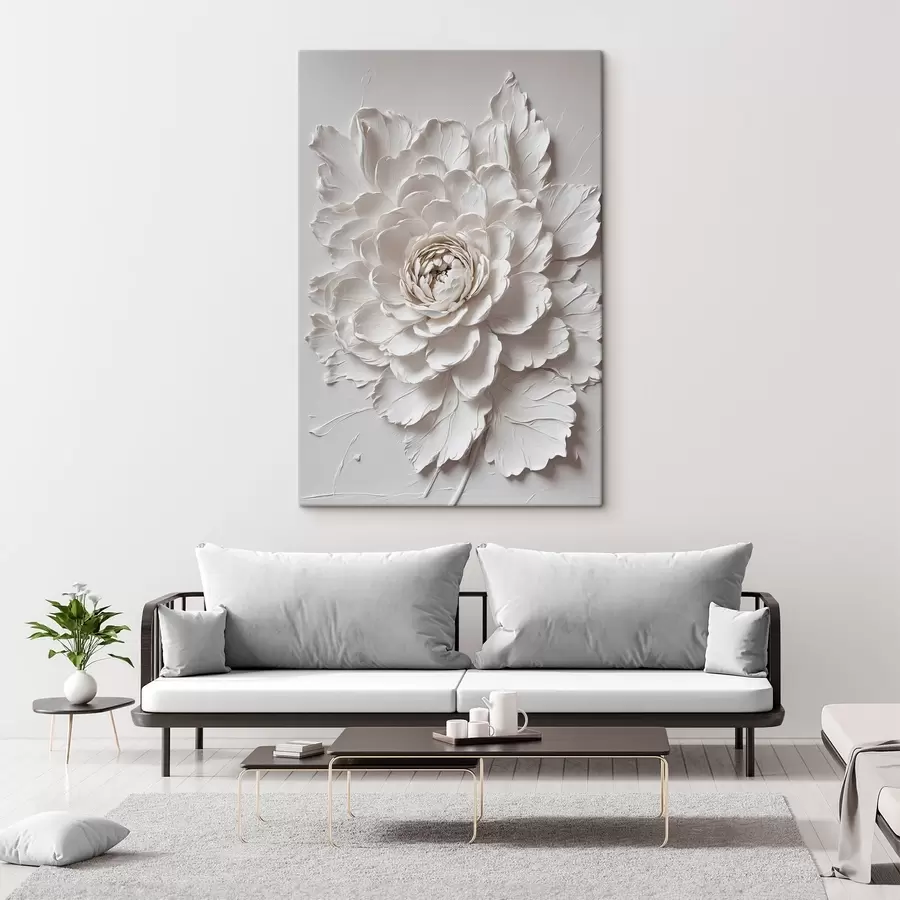 murales Flor blanca sobre fondo blanco s44089