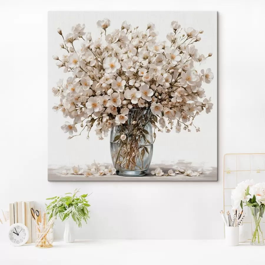 wall murals White flowers in transparent vase s44092