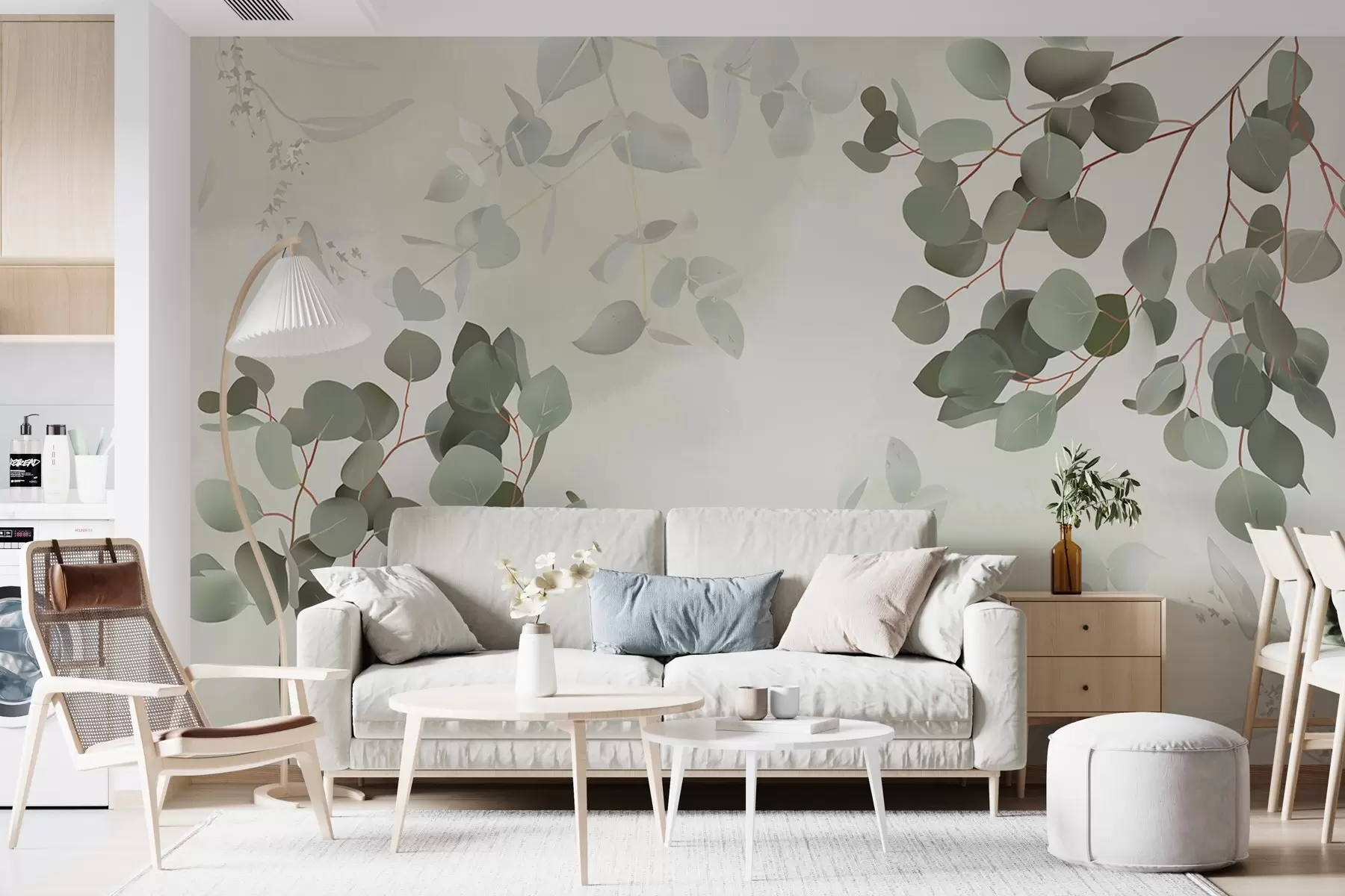 Wall Mural Photo Wallpaper Branches with leaves in green tones w03719