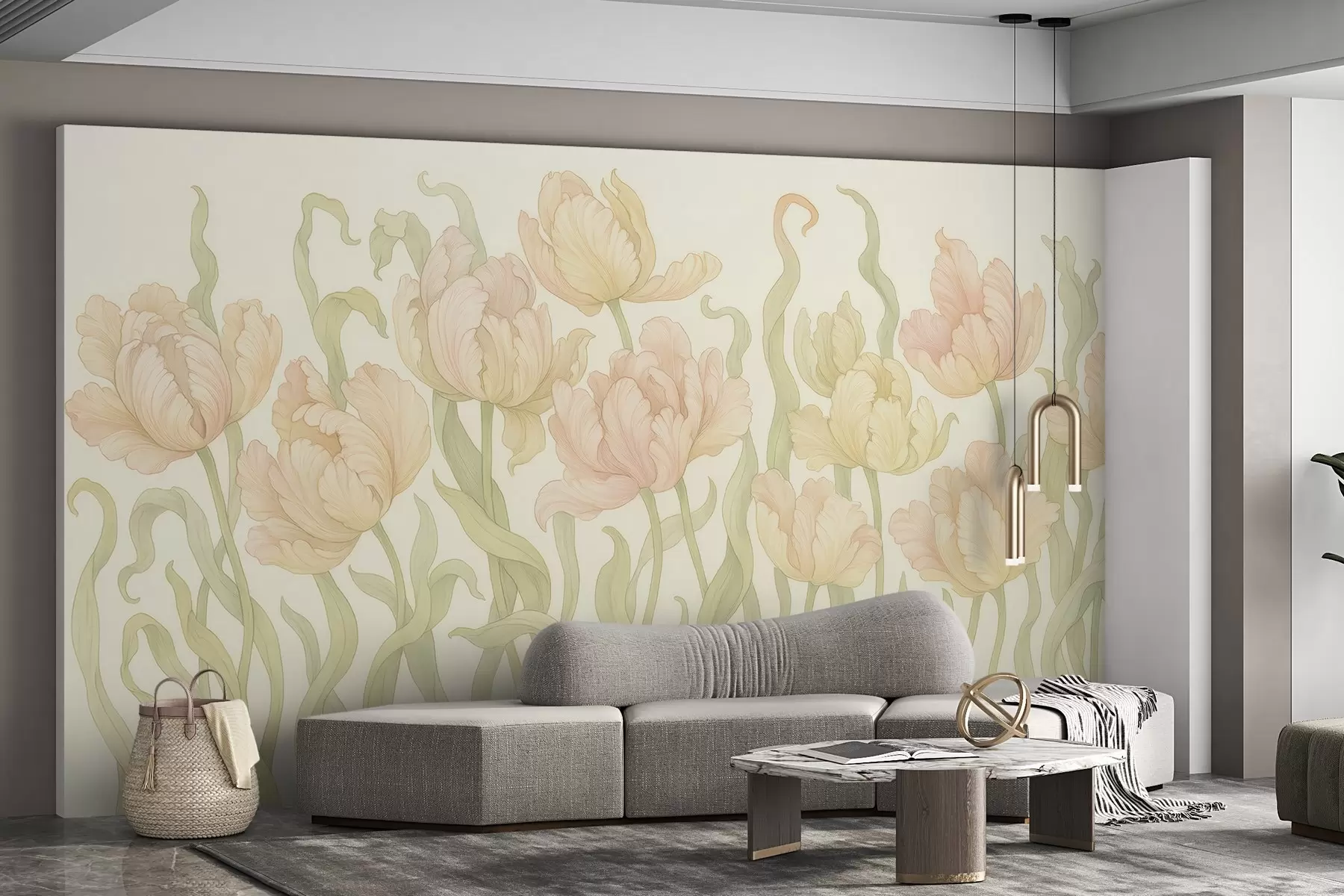 peintures murales Des tulipes délicates et élégantes w03817