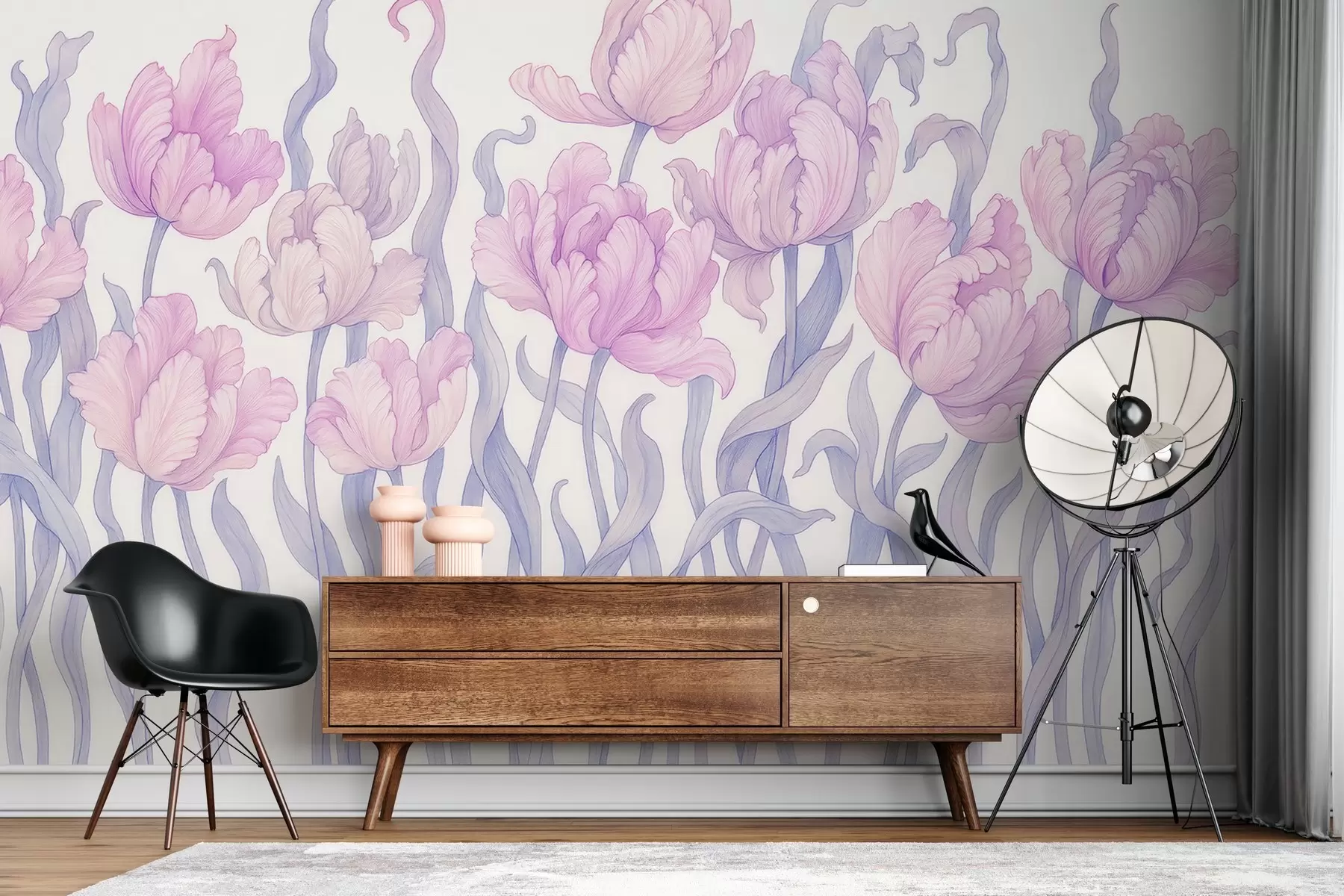 murais de parede Tulipas delicadas e elegantes w03817v1