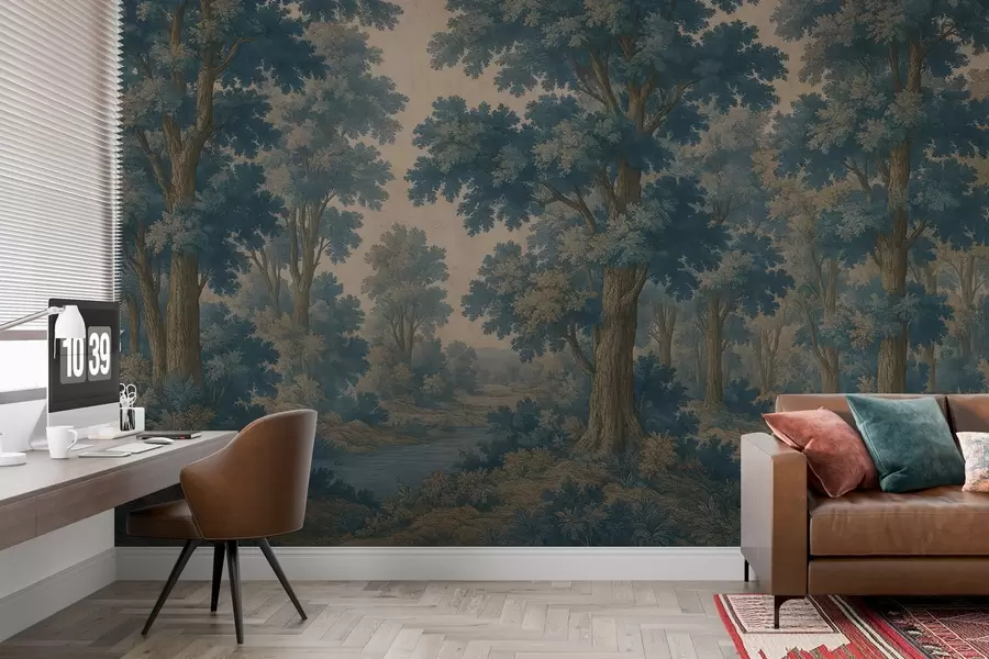 peintures murales Image moderne d'une forêt dans un style grunge w03822