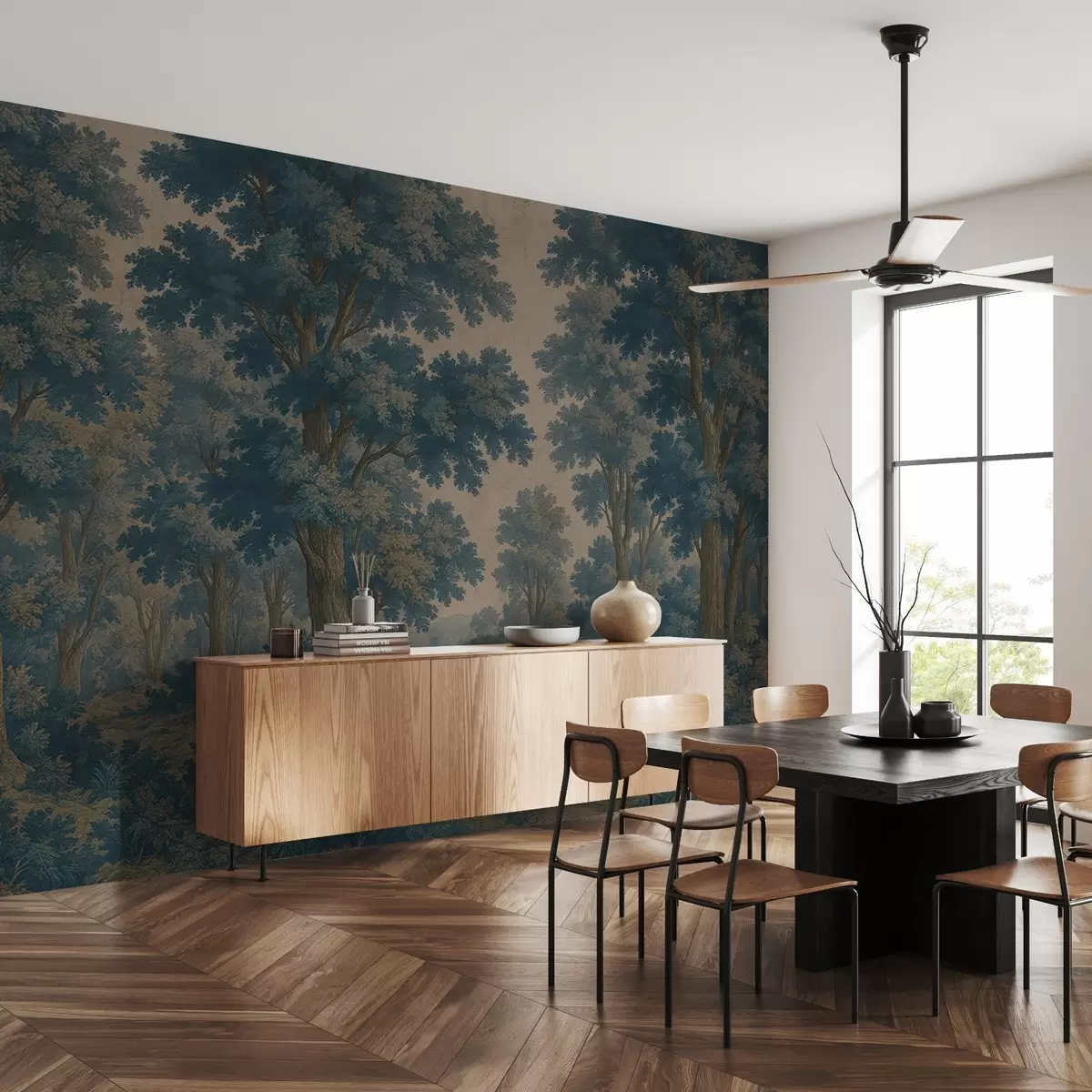 murales Imagen moderna de un bosque en estilo grunge w03822