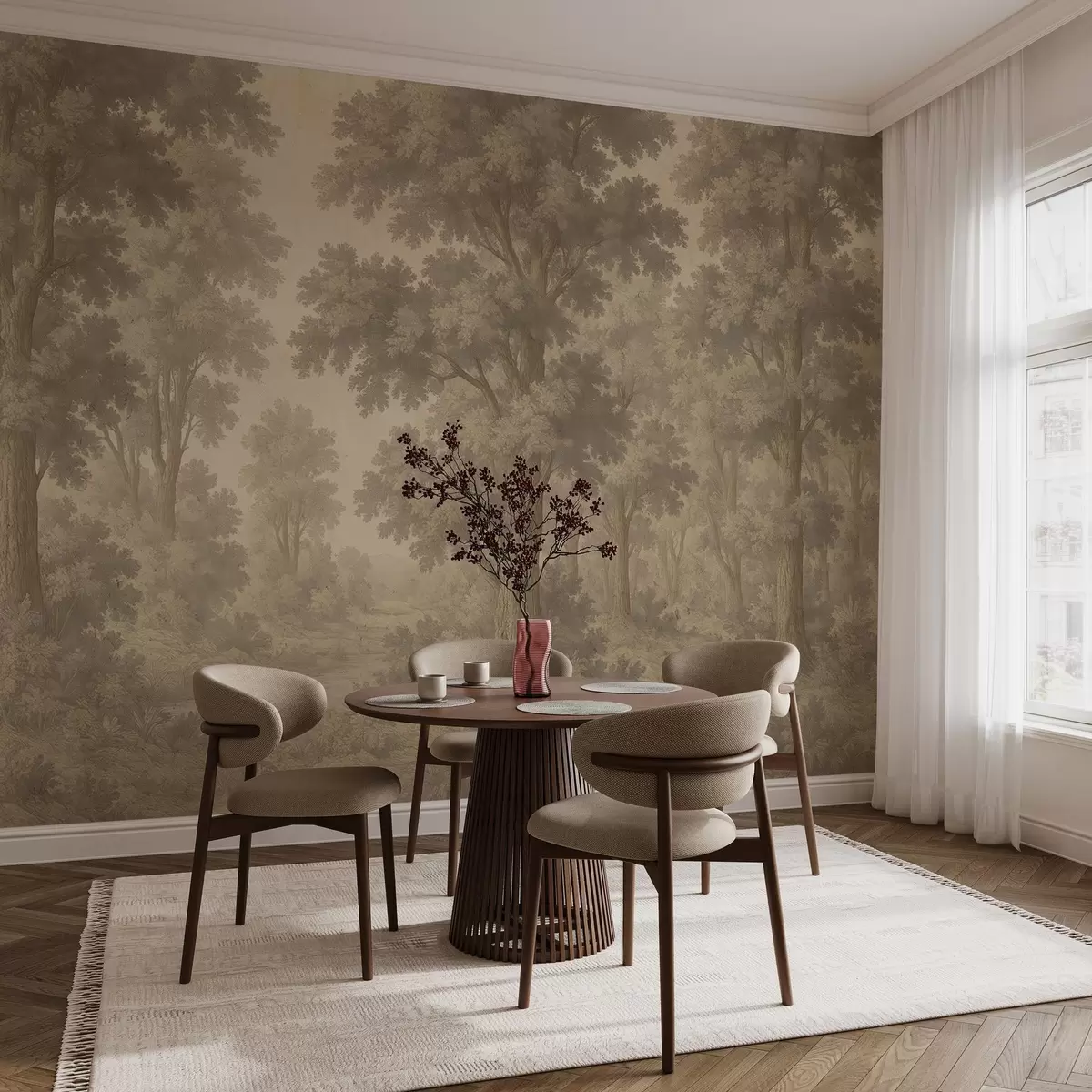 murales Imagen moderna de un bosque en estilo grunge w03822v2