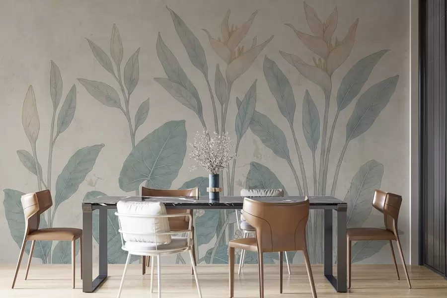 murales Hojas mugrientas en una pared vieja w03823