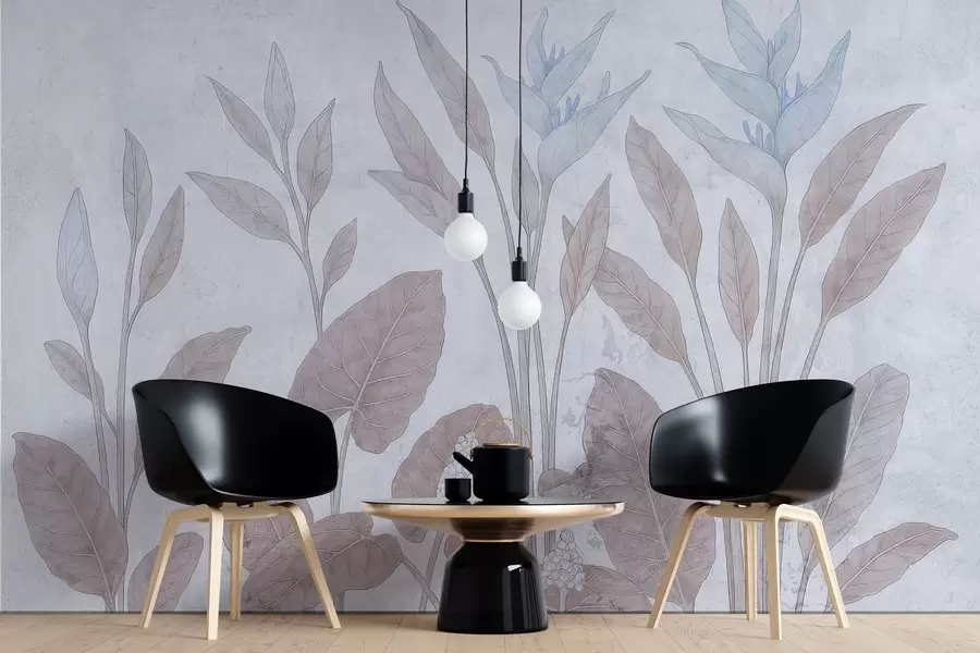 murais de parede Folhas de grunge numa parede antiga w03823v1