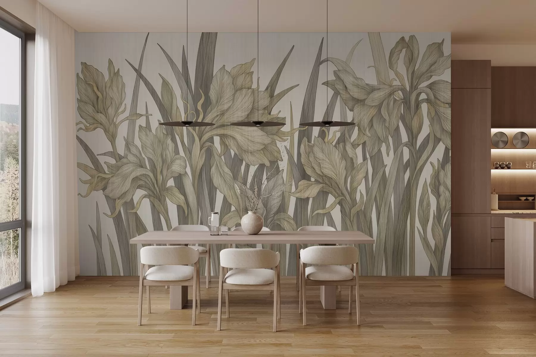 wall murals Elegant stylized flowers w03829v1